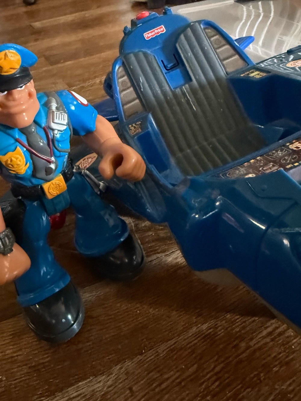 Vintage 1999 Fisher Price Rescue Heroes Police Blue Fighter Jet + Figure
